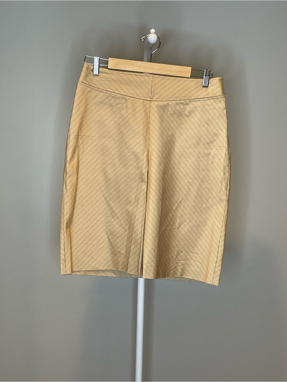 Ann Taylor Beige and Pink Pinstripe Pencil Skirt